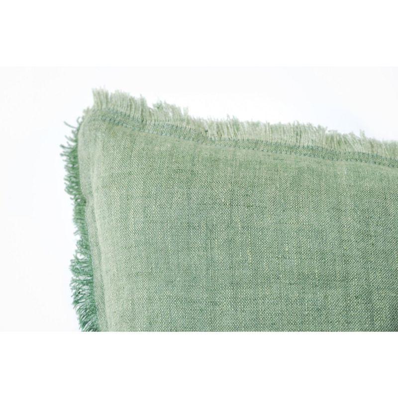 Green Fringe Soft Linen Euro Pillow