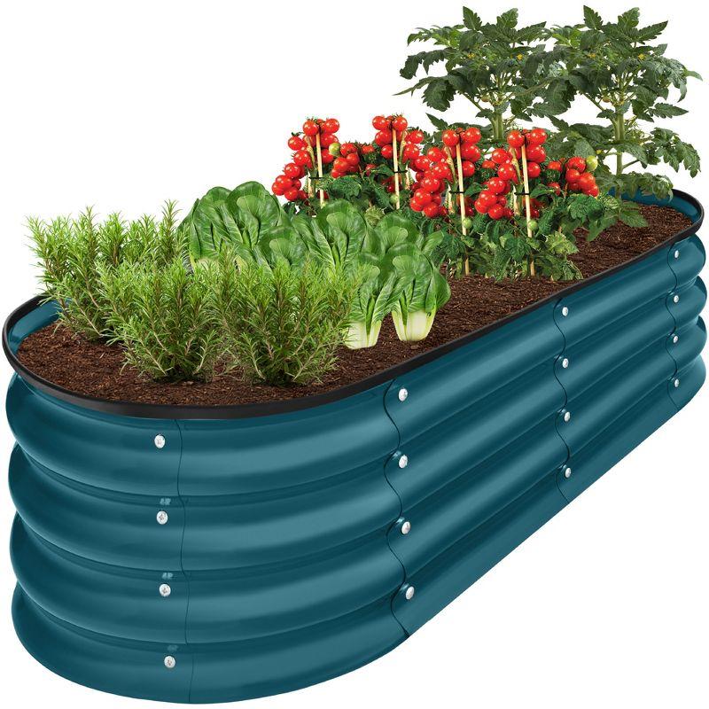 Best Choice Products 4x2x1ft Outdoor Raised Metal Oval Garden Bed, Planter Box for Vegetables, Flowers