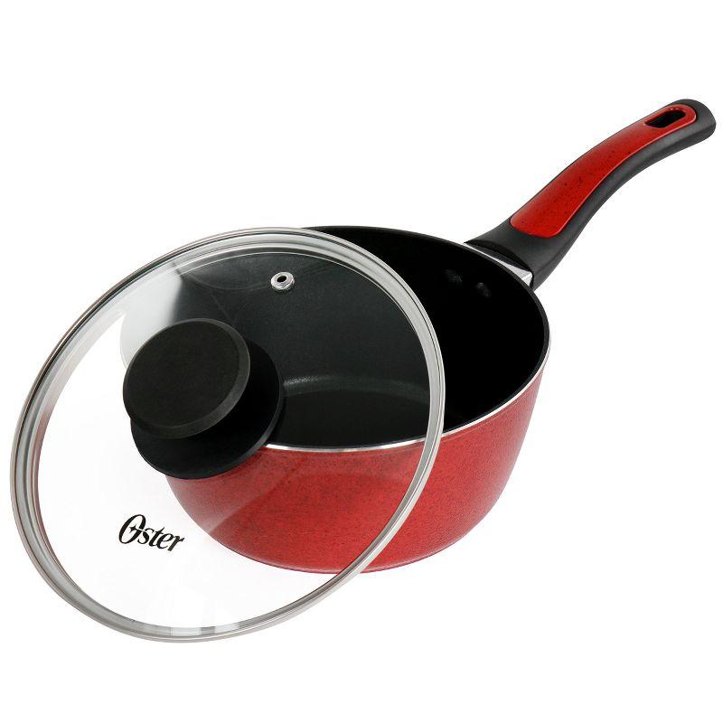 Oster Claybon 7 Piece Non Stick Aluminum Cookware Set in Red