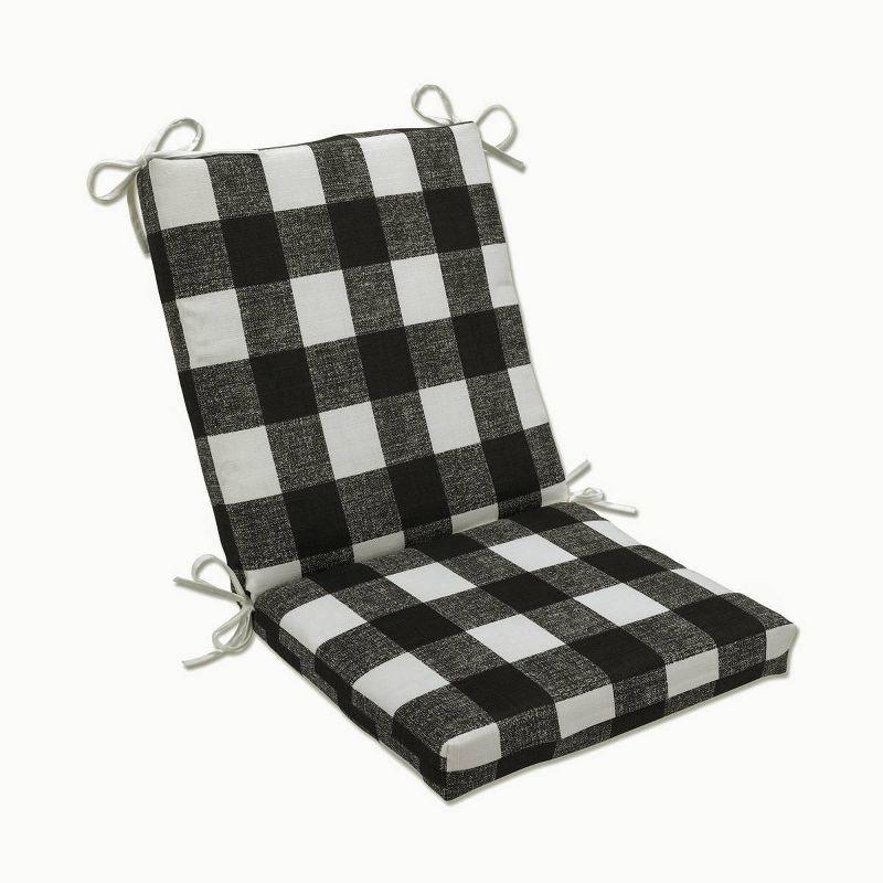 Anderson Squared Corners Outdoor Chair Cushion Black - Pillow Perfect: Weather-Resistant with Ties