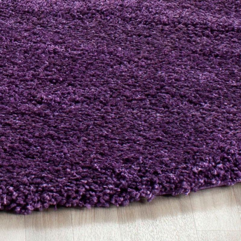 Purple High Pile Round Shag Area Rug