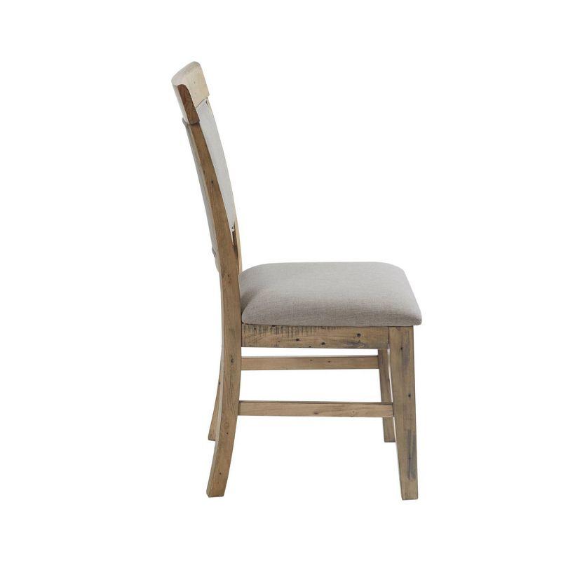 Rustic Linen Upholstered Wood Side Chair in Weathered Gray