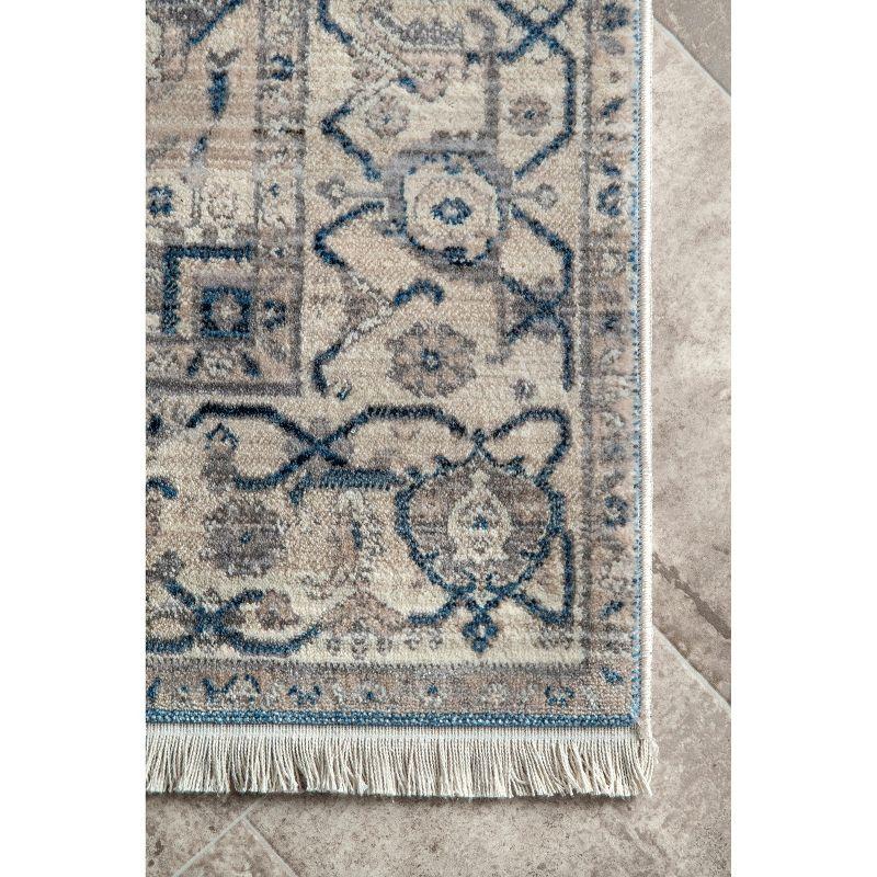 Gray Square Vintage Medallion Synthetic Area Rug