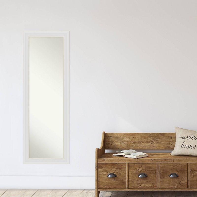 18" x 52" Flair Framed On the Door Mirror Soft White - Amanti Art: Modern Rectangle, Polystyrene Frame, No Assembly Required