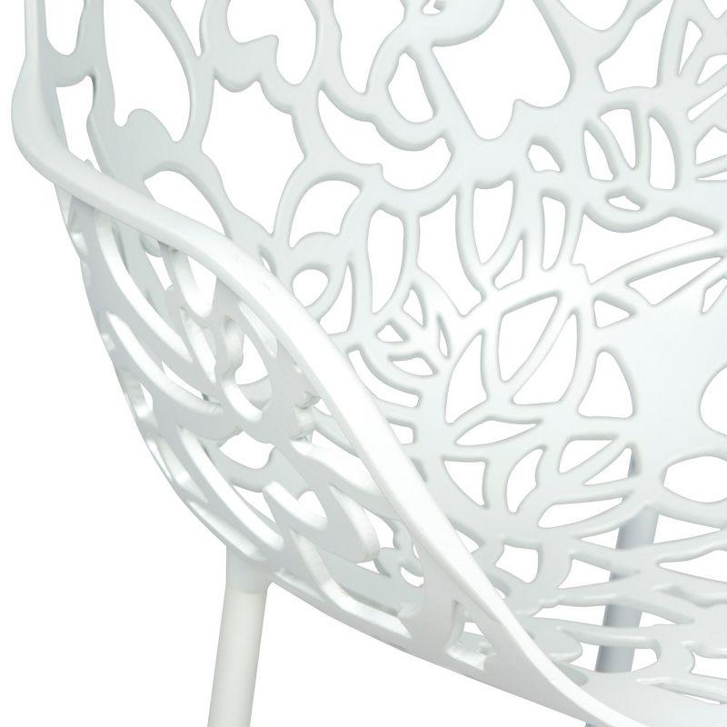 LeisureMod Devon Aluminum Stackable Outdoor Dining Armchair Set of 2, White