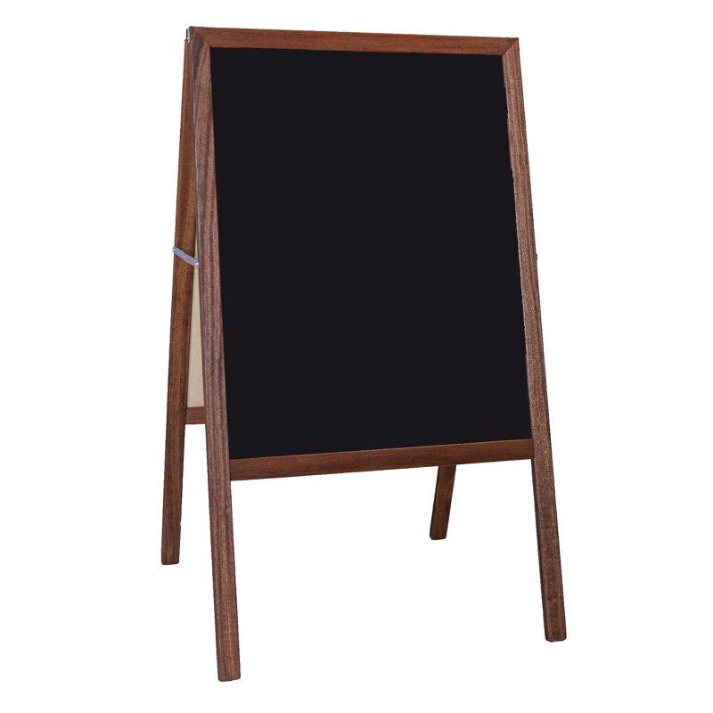 Flipside Products Stained Marquee Easel with White Dry Erase/Black Chalkboard, 42" H x 24" W