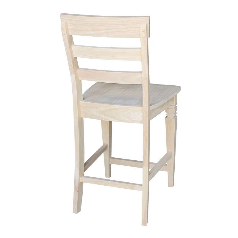 23.62" Java Counter Height Barstool Unfinished - International Concepts: Solid Wood, Ladder-Back