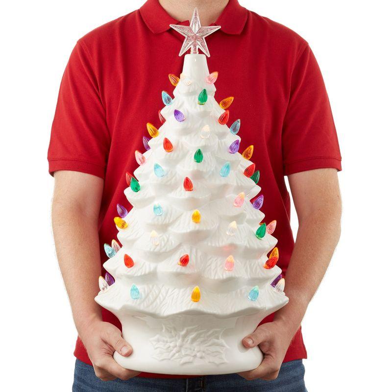 24" Hand Painted Ceramic Christmas Tree, Pre-Lit Tree with Star