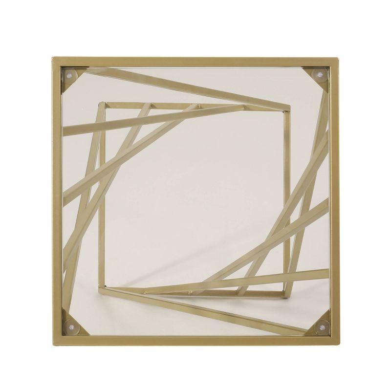 Wadleigh Modern Glam Glass Top End Table Champagne Gold - Christopher Knight Home: Iron Frame, No Assembly Required