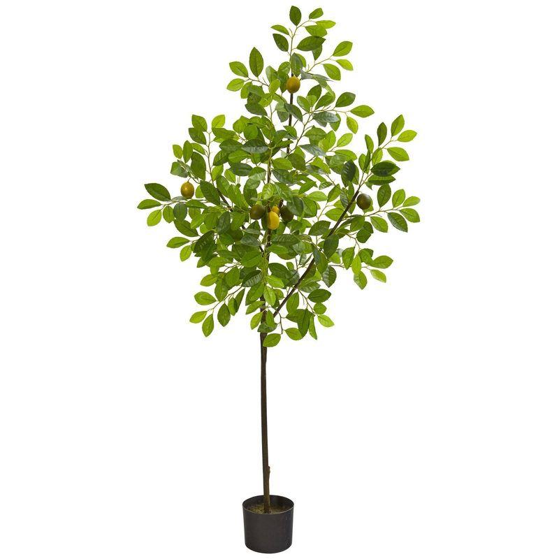 Lifelike Lemon Silk 61" Artificial Tree with Natural Moss Planter