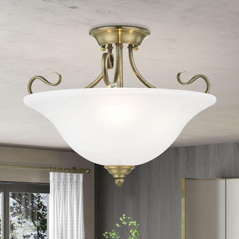 Livex Lighting Coronado 3 - Light Semi-Flush Mount in  Antique Brass