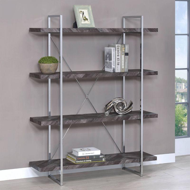 62.5" Grimma 4 Shelf Bookcase Rustic Gray - Coaster