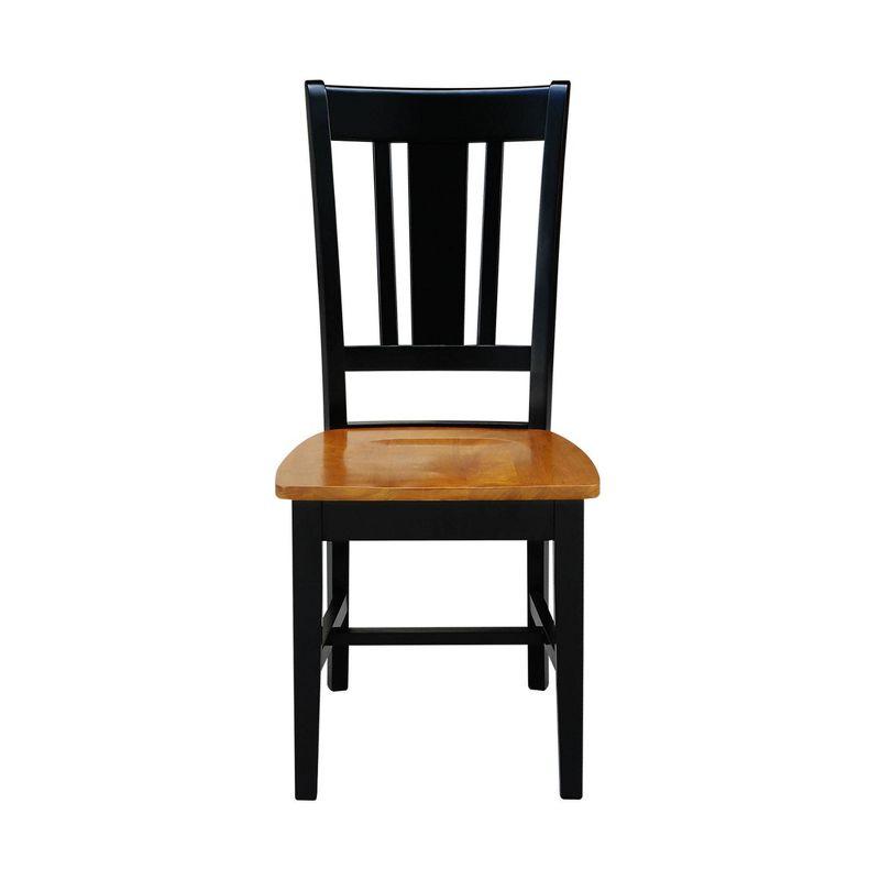 Elegant Slat-Back Side Chair Set in Black and Cherry Wood