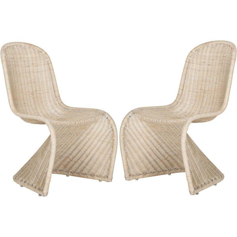 Gray Geometric Rattan Side Chairs, Set of 2