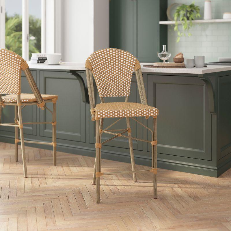 Flash Furniture Lourdes Set of 2 Commercial Grade Stackable Indoor/Outdoor Bistro 26" High Counter Height Stools