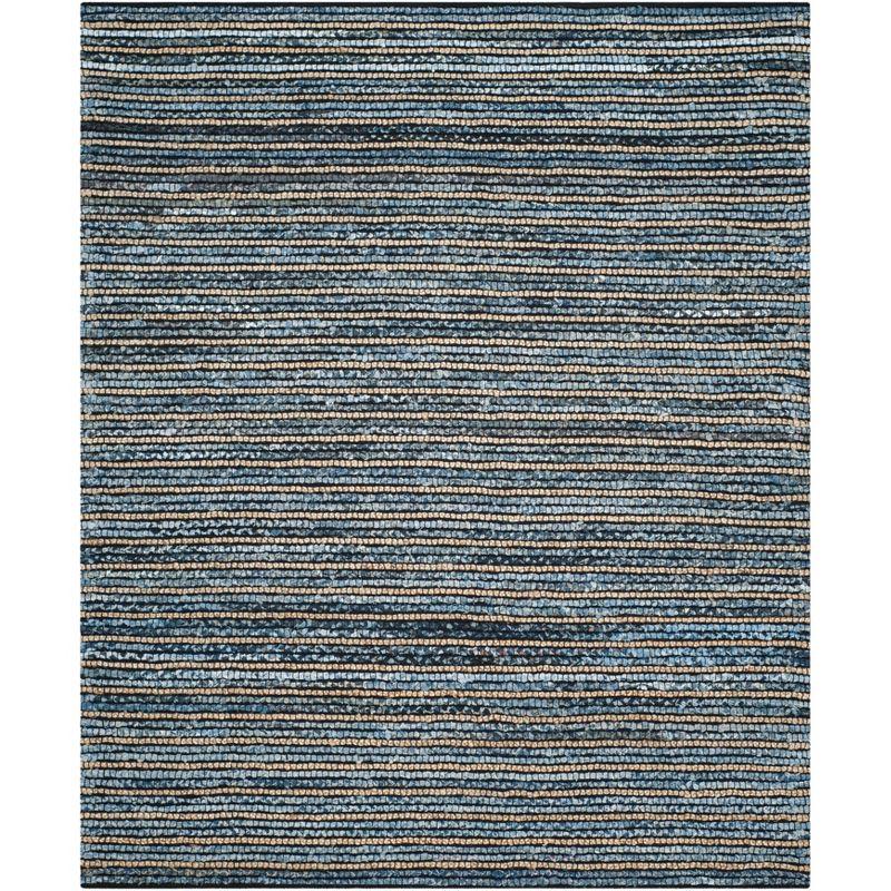 Cape Cod Chic Handwoven Cotton 9' x 12' Area Rug in Blue/Natural