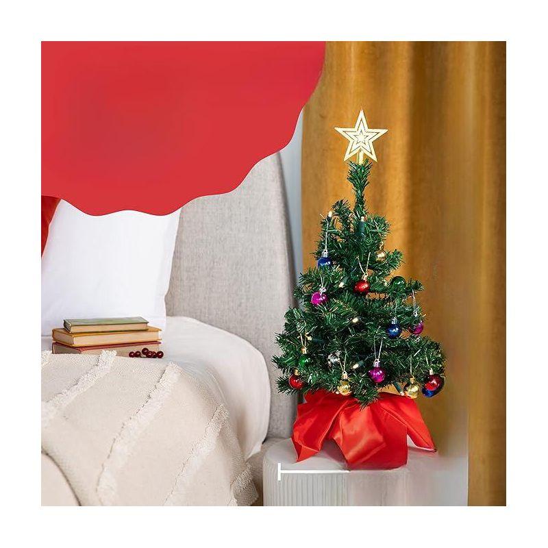 Prextex 23'' DIY Tabletop Mini Christmas Tree with Multi-Color LED Lights, Green