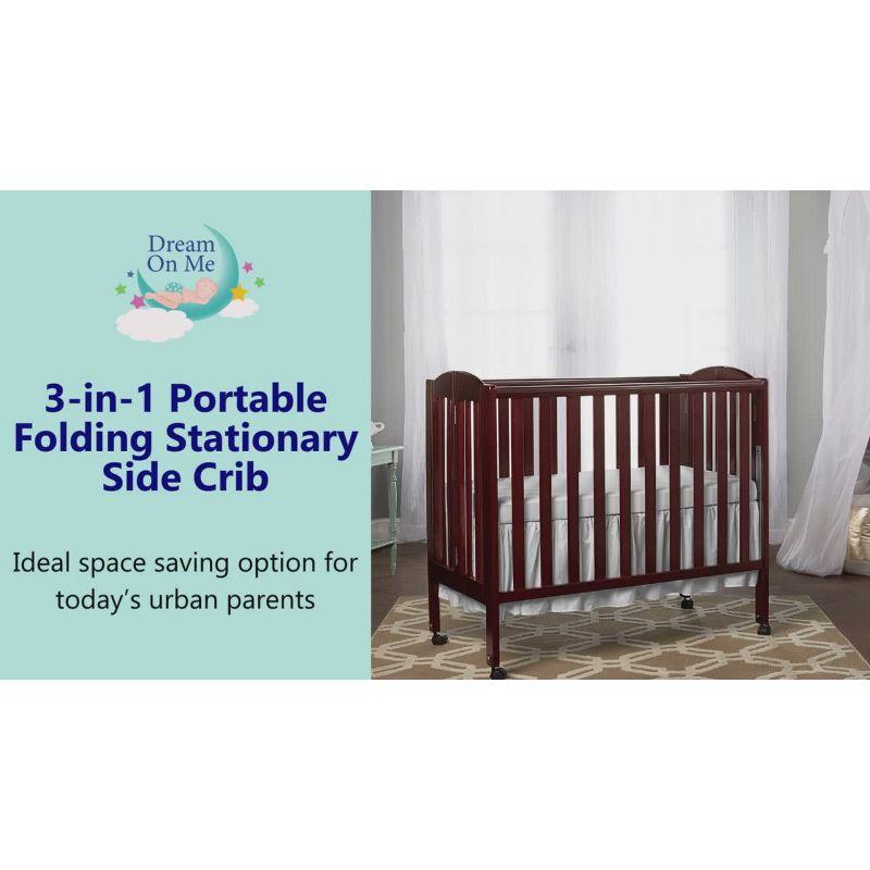 Dream On Me 3 in 1 Portable Folding Stationary Side Crib