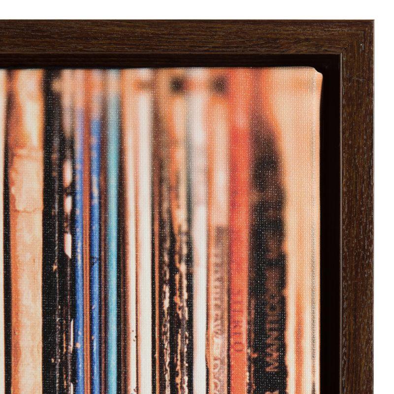 18" x 24" Sylvie Records Framed Canvas by Robert Cadloff Walnut Brown - Kate and Laurel: Vintage Music Wall Decor