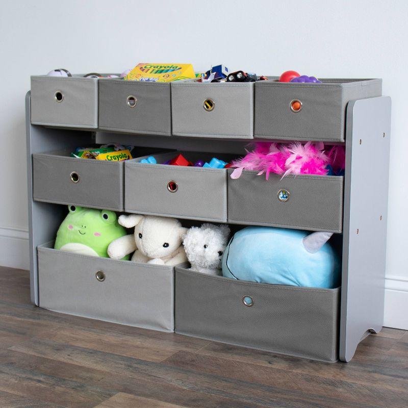 Camden Fabric Kids' Toy Organizer with 9 Storage Bins Gray - Humble Crew