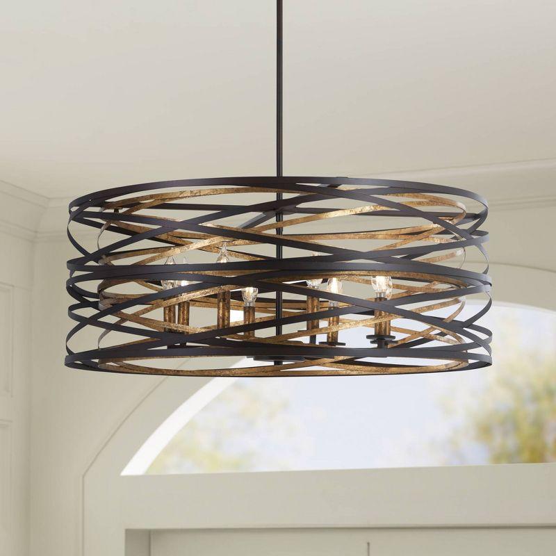 Vortic Flow 8 - Light Dark Bronze/Mosaic Gold Unique/Statement Pendant