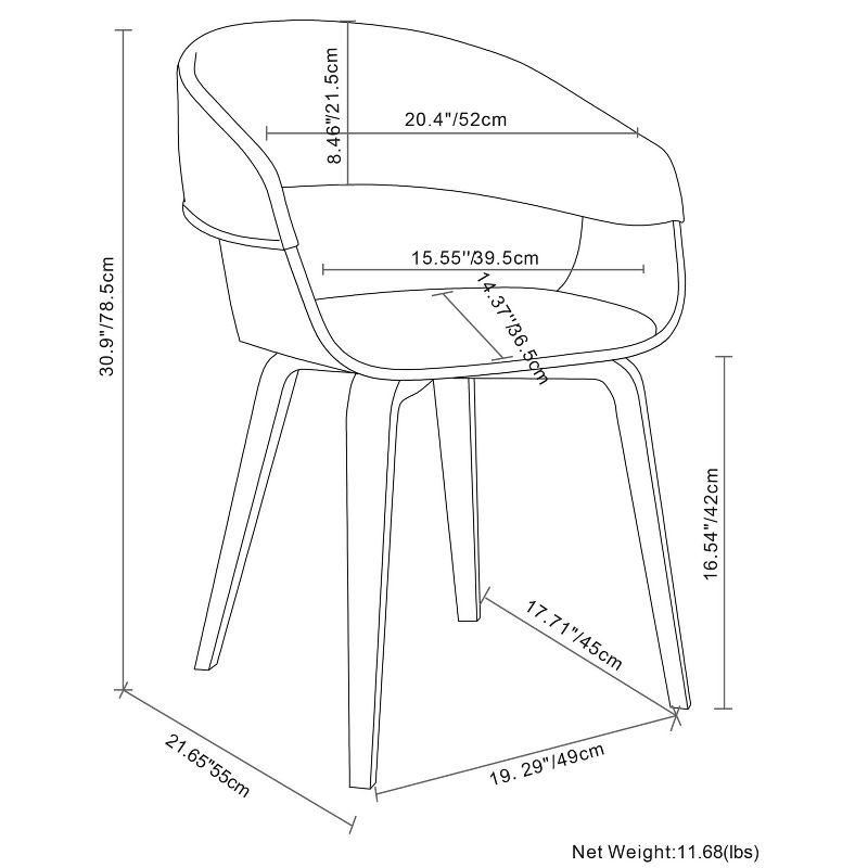 Lowell Bentwood Upholstered Dining Chair with Curved Backrest in Mid-Century Modern Style