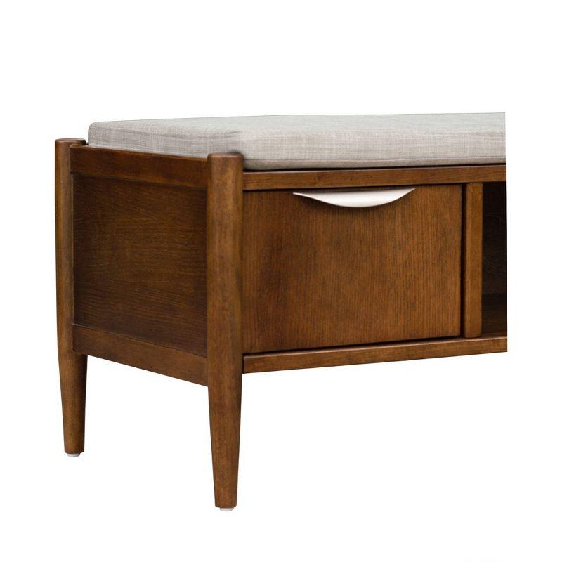 Ink+Ivy Arcadia Storage Bench: Mid-Century Modern, Removable Polyester Cushion, Wood Frame, Entryway Seating