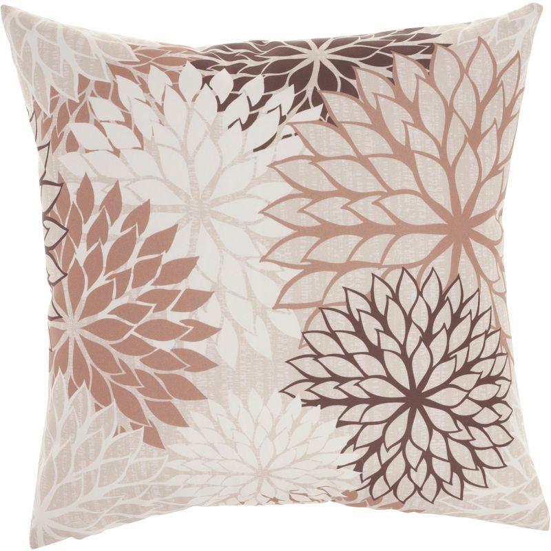 Mina Victory Aloha Floral Tropical Outdoor Throw Pillow Natural 20" x 20"