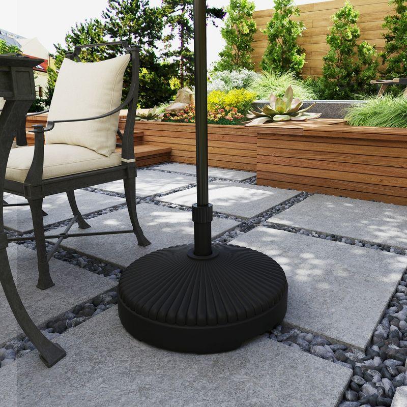 Outsunny Round Patio Umbrella Base Holder Outdoor Umbrella Stand, Filled Up to 62lbs with Stand or 51lbs with Water for Garden Poolside, Black