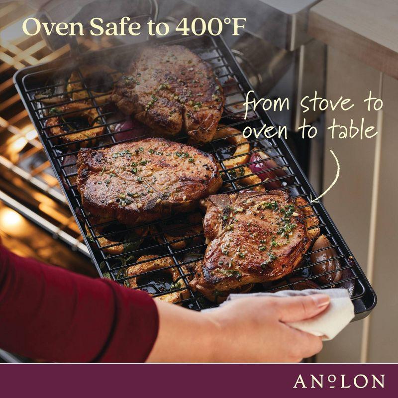 Anolon Advanced Home 10"x18" Double Burner Griddle Moonstone: Nonstick Stovetop Griddle Pan for Gas & Electric Cooktops