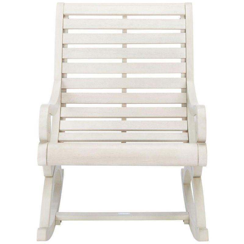 Elegant White Eucalyptus Outdoor Rocking Chair with Cushions