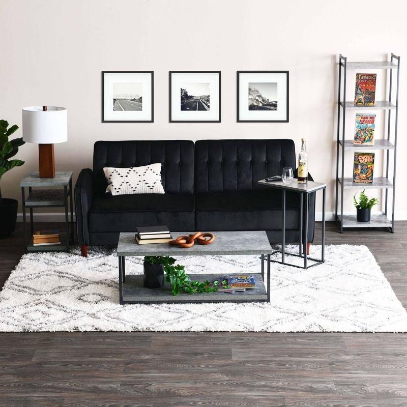 Household Essentials Jamestown C-Shaped End Table Slate Gray: Iron Frame, Particle Board Top, Assembly Required