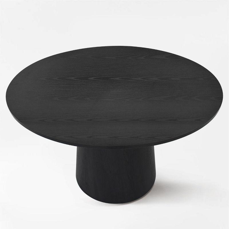 Dwen 46'' Manufactured Wood Foild with Black Grain Paper Round Top Pedestal Dining Table-Maison Boucle