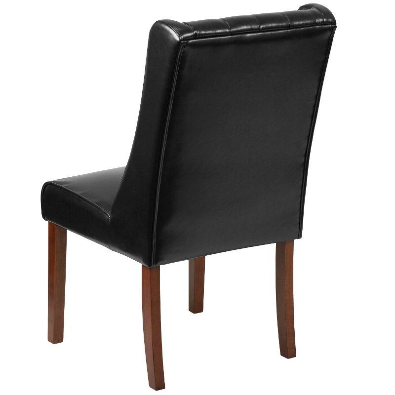 Merrick Lane Harmony Button Tufted Parsons Chair with Side Panel Detail in Black Faux Leather