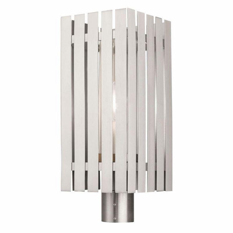 Greenwich Elegance 1-Light Brushed Nickel Outdoor Post Lantern with Clear Glass