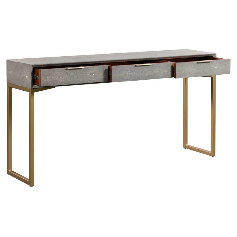 TOV Furniture Pesce 29.5"H Contemporary Wood Console Table in Gray/Brass