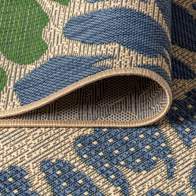 9' X 12' Zinnia Modern Floral Textured Weave Indoor/Outdoor Area Rug, Navy/Green - JONATHAN Y