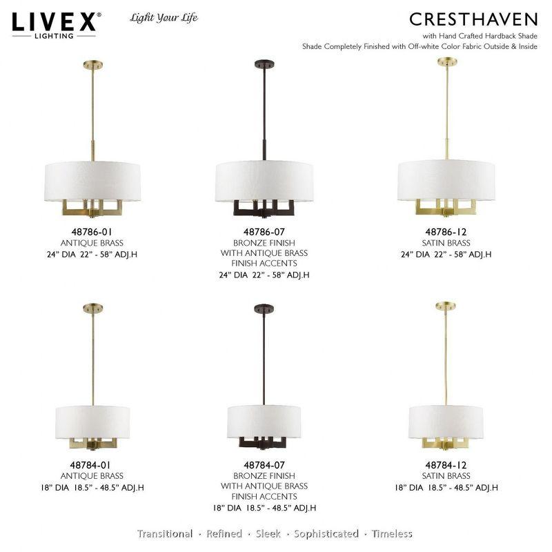 Livex Lighting Cresthaven 4 - Light Chandelier in  Bronze/Antique Brass