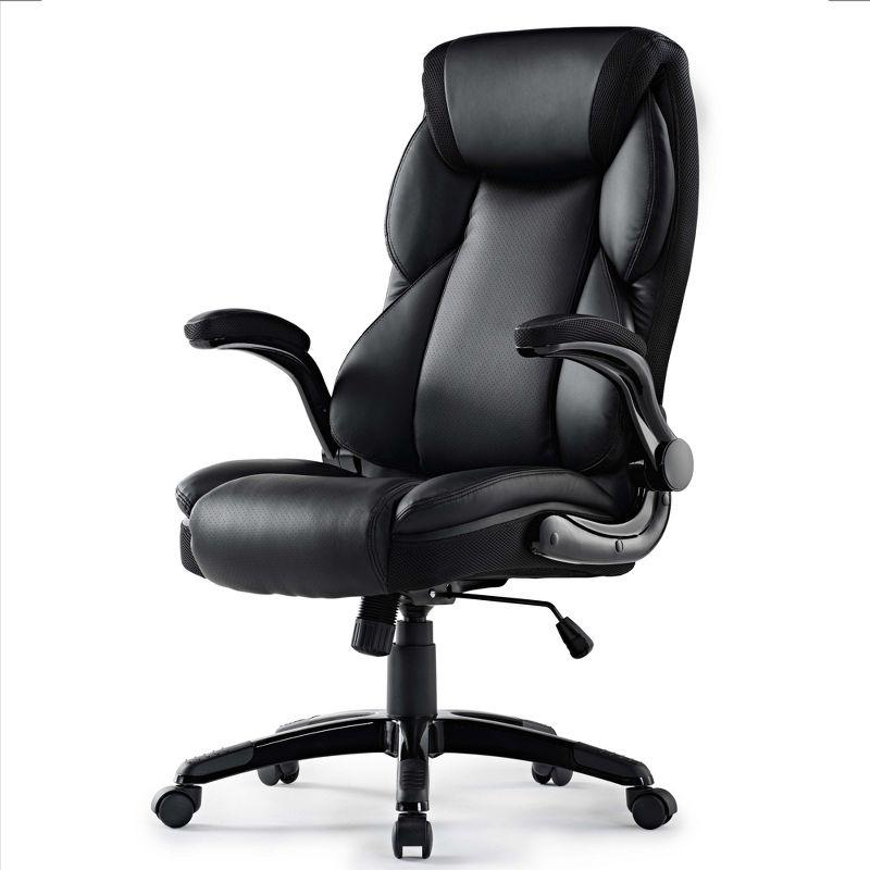 Galene, Faux Leather Office Chair,Black,26.38" D x 26.38" W x 46.06-49.8" H