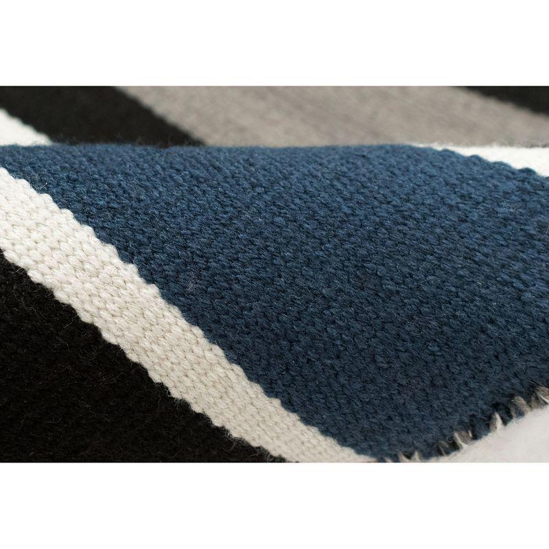 Coastal Stripe Navy Blue Synthetic 4' x 6' Reversible Outdoor Rug