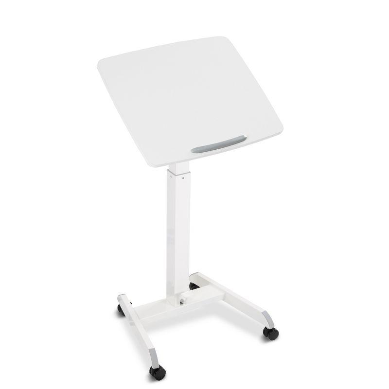 Cruizer 360 Tilting Mobile Podium with Pneumatic Height Adjustments – White – Stand Steady