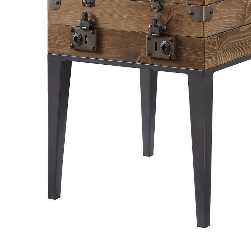 20" Kolin Accent Table Rustic Oak/Matte Gray - Acme Furniture: Display Case, Beveled Glass, No Assembly