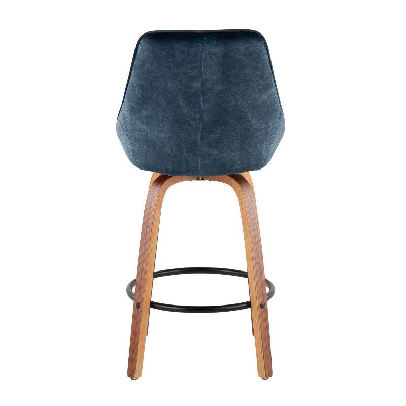 Set of 2 25&#34; Diana Counter Height Barstools Walnut/Blue - LumiSource