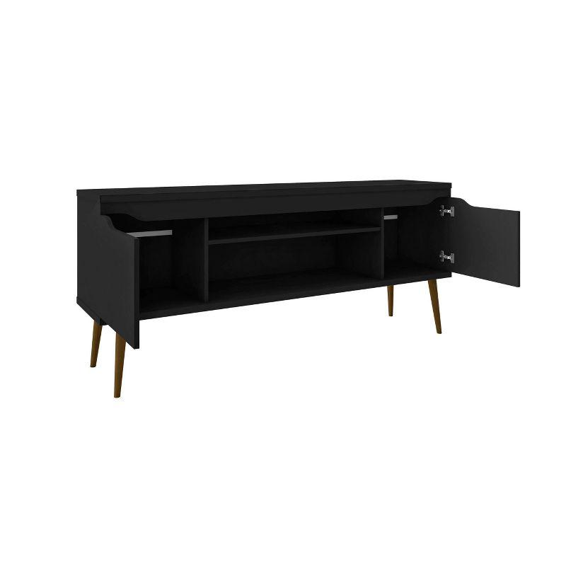 Bradley TV Stand for TVs up to 60" Black - Manhattan Comfort: Modern Entertainment Center with Open Shelves