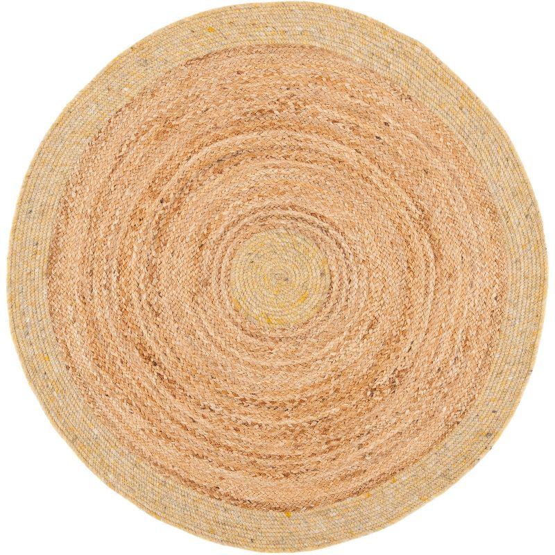 Braided BRD910 Hand Woven Indoor Accent Rug - Gold/Natural - 3' Round - Safavieh