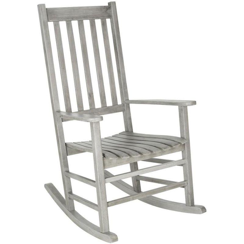 Contemporary Gray Acacia Wood Rocking Chair with Arms