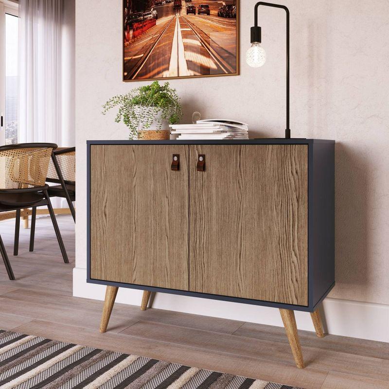 Amber Blue and Natural Eucalyptus Wood Buffet Sideboard