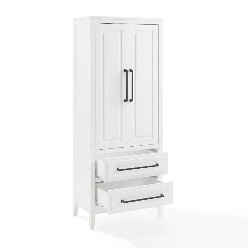 Crosley Genevieve Storage Pantry White: Modern Farmhouse Design, 2 Doors, 2 Drawers, Adjustable Shelves