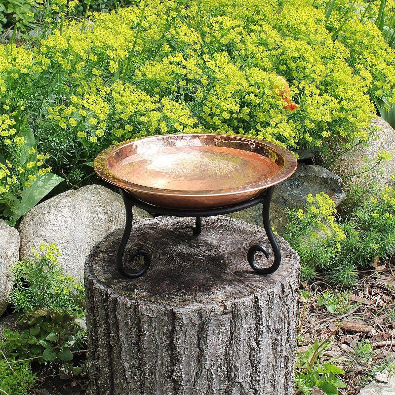 6.5" Hammered Copper Birdbath with Short Stand Polished Copper Plated - Achla Designs: Weather-Resistant, Freestanding