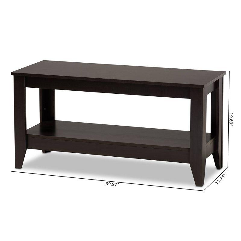 Elada Wenge Wood Coffee Table Dark Brown - Baxton Studio: Lower Shelf, Elegant Tapered Legs, Modern Design